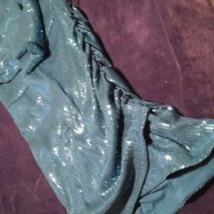 Turquoise sequin knee length dress